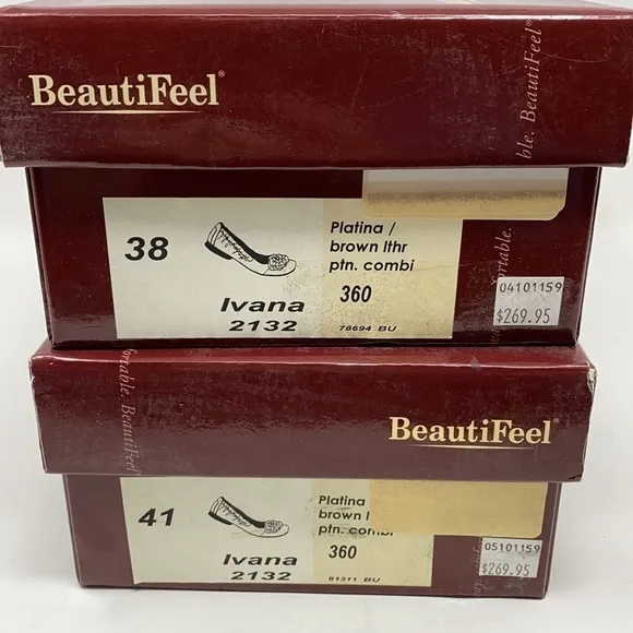 Beautifeel Ivana leather ballet flats plating brown