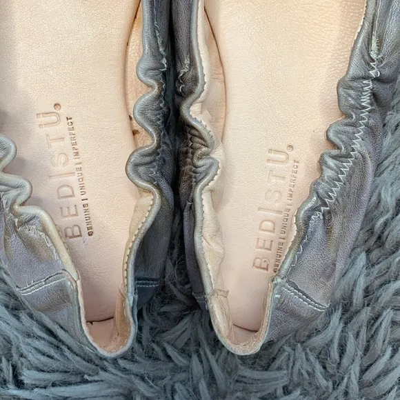 Bed Stu Bosworth Taupe Rustic Ballet Leather Flats sz 6