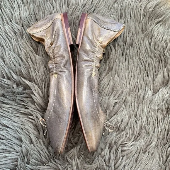 Bed Stu Bosworth Taupe Rustic Ballet Leather Flats sz 6