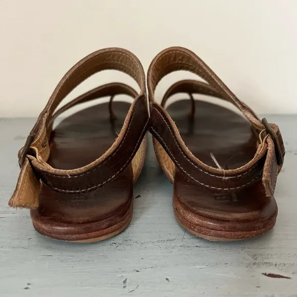 Bed Stu Brown Leather Flat Sandals | Size 7