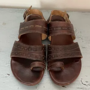 Bed Stu Brown Leather Flat Sandals | Size 7