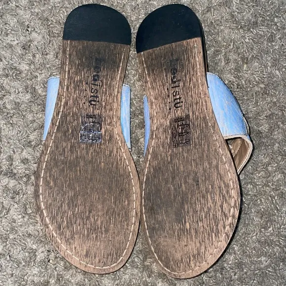 Bed Stu Rosetta Blue Leather Lux flat sandals