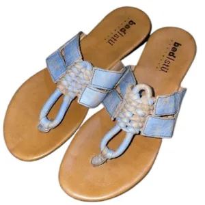 Bed Stu Rosetta Blue Leather Lux flat sandals