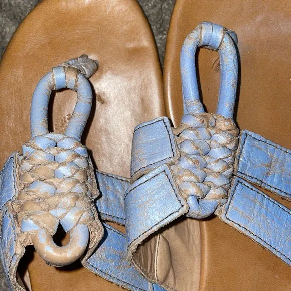 Bed Stu Rosetta Blue Leather Lux flat sandals