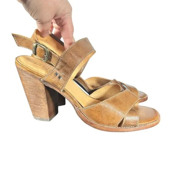Bed Stu Women's Leather Heeled Sandals 11 Made in Mexico Brown Stylish Comfort