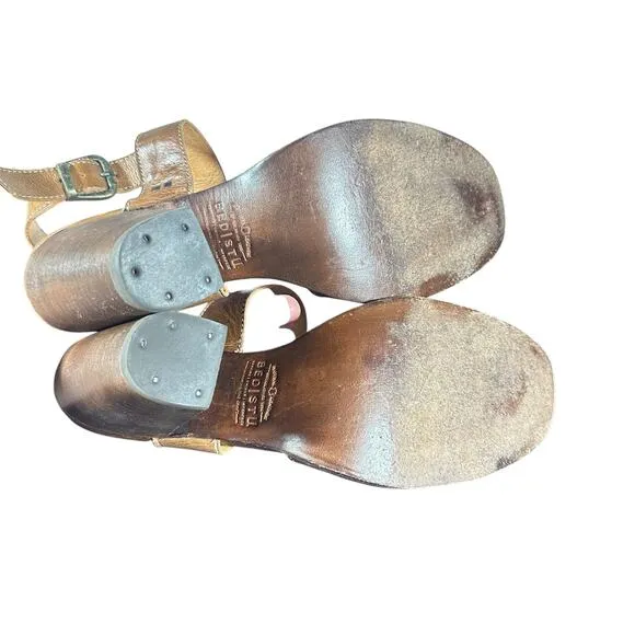 Bed Stu Women's Leather Heeled Sandals 11 Made in Mexico Brown Stylish Comfort