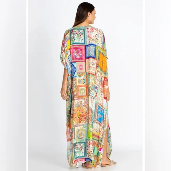 Bella Lace Multi-Colour Kaftan Dress size S/M in Silk/Cotton