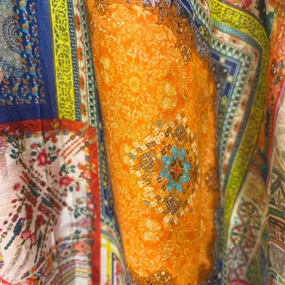 Bella Lace Multi-Colour Kaftan Dress size S/M in Silk/Cotton