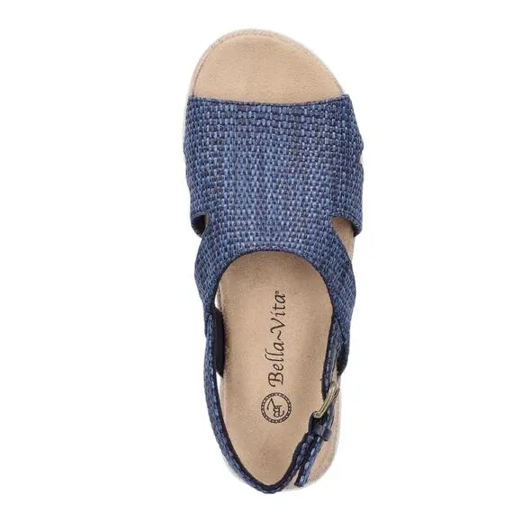Bella Vita Women's Kato Slingback Woven Sandals Navy Size 8