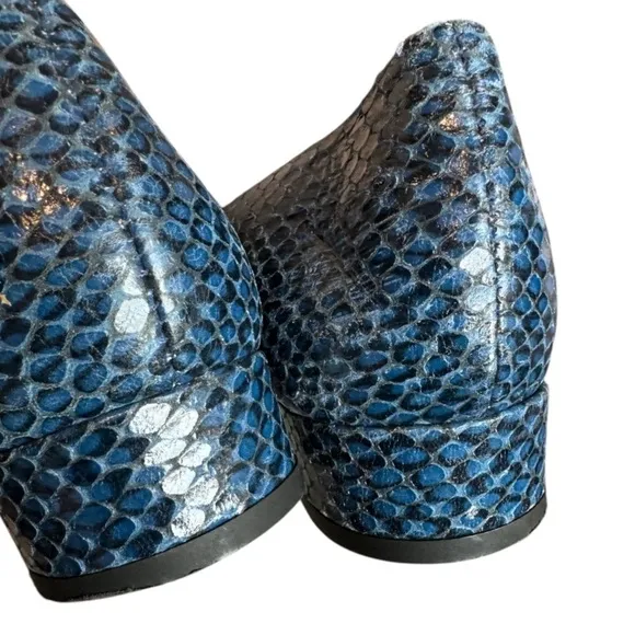 Bells &amp; Becks Allegra Navy Blue Pointed Toe Leather Flats Shoes