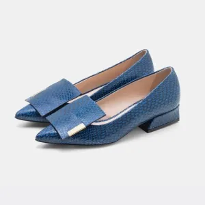 Bells &amp; Becks Allegra Navy Blue Pointed Toe Leather Flats Shoes