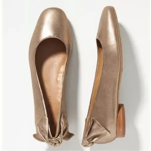 Bernardo Eloise Anthropologie Ballet Flats Metallic Leather Bow​​​​​
