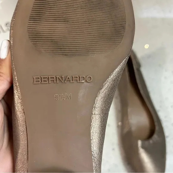 Bernardo Eloise Anthropologie Ballet Flats Metallic Leather Bow​​​​​