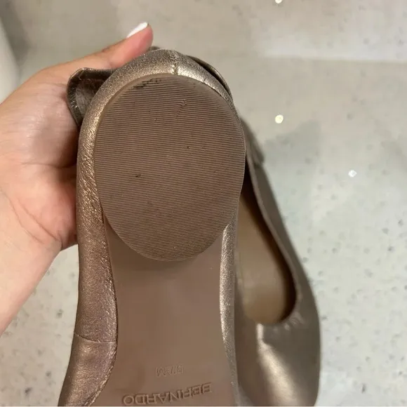 Bernardo Eloise Anthropologie Ballet Flats Metallic Leather Bow​​​​​