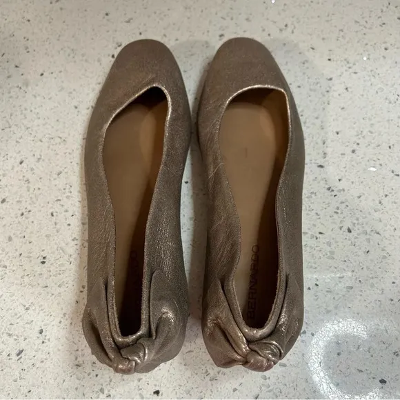 Bernardo Eloise Anthropologie Ballet Flats Metallic Leather Bow​​​​​