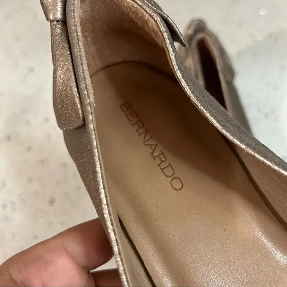 Bernardo Eloise Anthropologie Ballet Flats Metallic Leather Bow​​​​​
