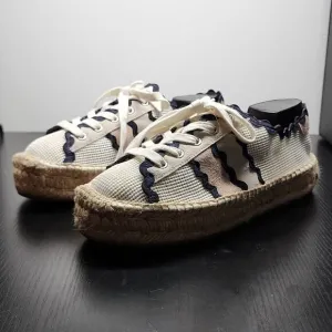 ☆BERNARDO☆ PLATFORM ESPADRILLE PERFORATED CANVAS SNEAKERS WOMAN'S 8.5 IN GUC