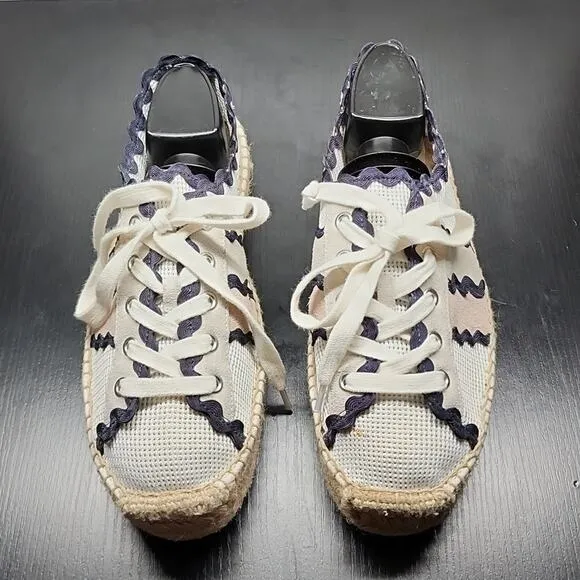 ☆BERNARDO☆ PLATFORM ESPADRILLE PERFORATED CANVAS SNEAKERS WOMAN'S 8.5 IN GUC