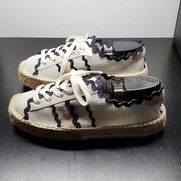☆BERNARDO☆ PLATFORM ESPADRILLE PERFORATED CANVAS SNEAKERS WOMAN'S 8.5 IN GUC