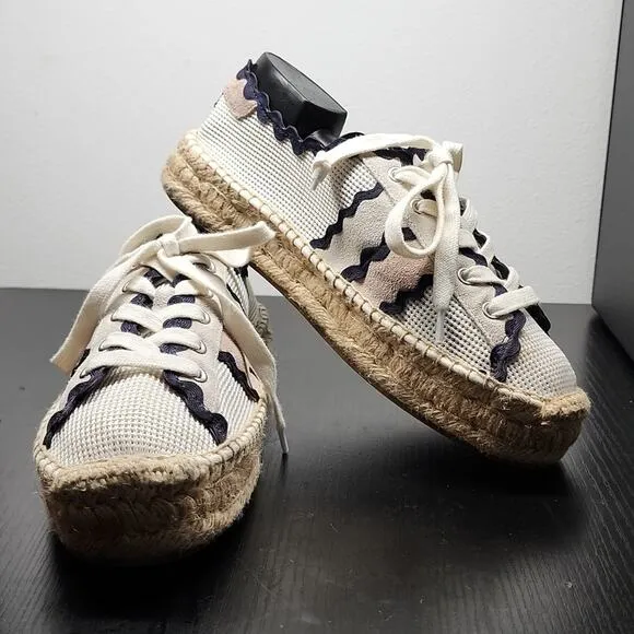 ☆BERNARDO☆ PLATFORM ESPADRILLE PERFORATED CANVAS SNEAKERS WOMAN'S 8.5 IN GUC