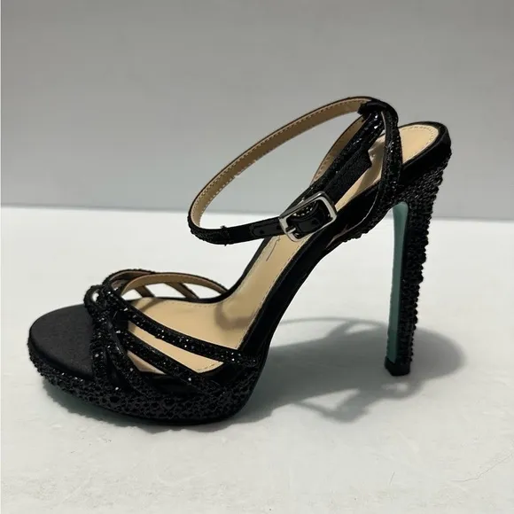 Betsey Johnson Women's Adde Platform Dress Sandals Black Size 5.5m