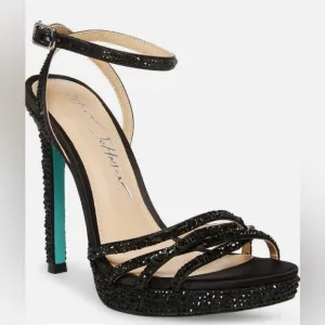Betsey Johnson Women's Adde Platform Dress Sandals Black Size 5.5m