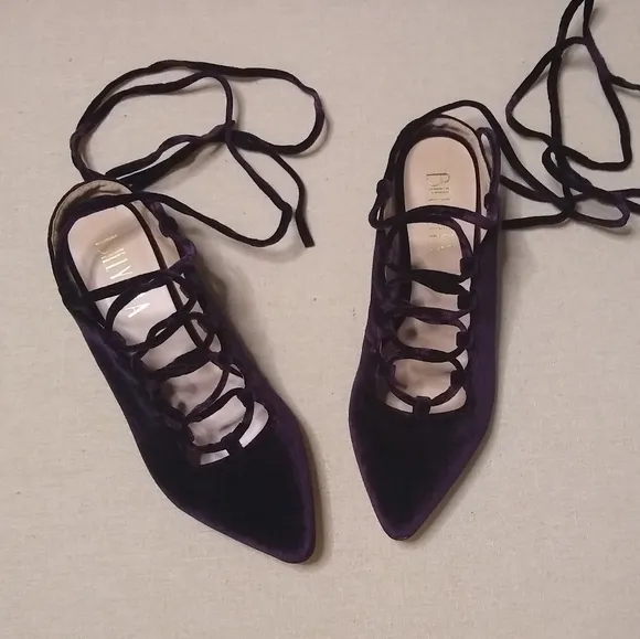Billy Ella NWOT plum purple velvet lace up ballet flats