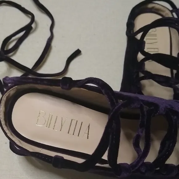 Billy Ella NWOT plum purple velvet lace up ballet flats