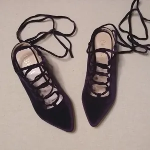 Billy Ella NWOT plum purple velvet lace up ballet flats