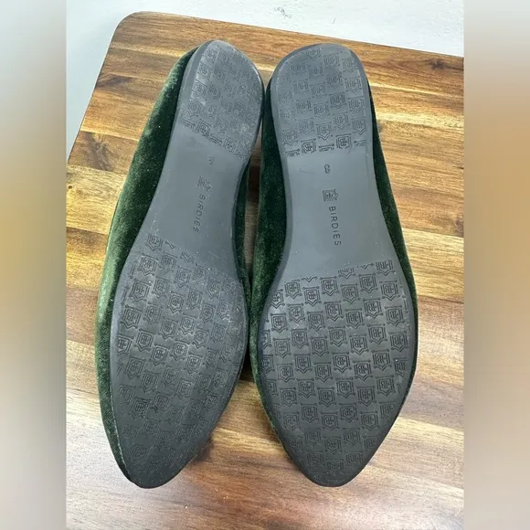 Birdies Shamrock Green Velvet Ballet Flats Size 8 EUC