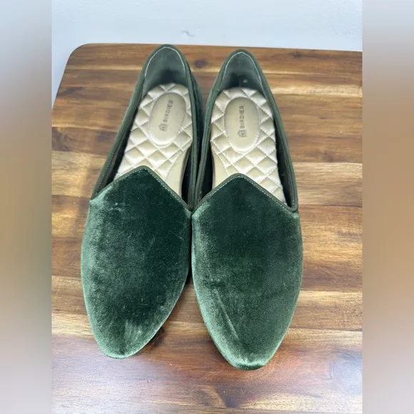 Birdies Shamrock Green Velvet Ballet Flats Size 8 EUC
