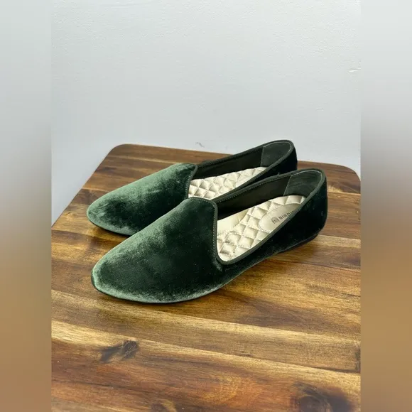 Birdies Shamrock Green Velvet Ballet Flats Size 8 EUC