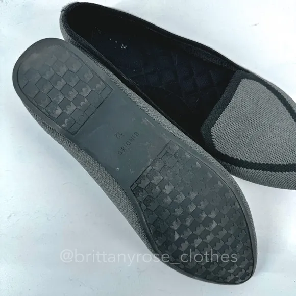 BIRDIES The Blackbird Pointed Toe Loafer in Mist Gray and Black Knit