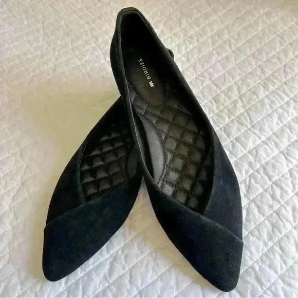 BIRDIES The Goldfinch Pointed Toe Ballet Flats in Black Suede Sz. 9