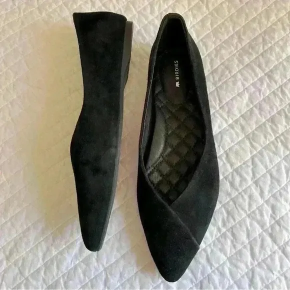 BIRDIES The Goldfinch Pointed Toe Ballet Flats in Black Suede Sz. 9