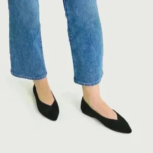 BIRDIES The Goldfinch Pointed Toe Ballet Flats in Black Suede Sz. 9