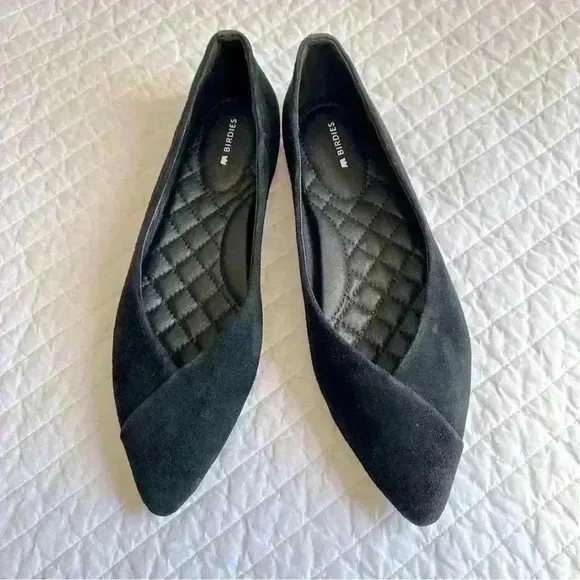 BIRDIES The Goldfinch Pointed Toe Ballet Flats in Black Suede Sz. 9