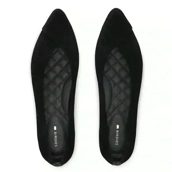 BIRDIES The Goldfinch Pointed Toe Ballet Flats in Black Suede Sz. 9