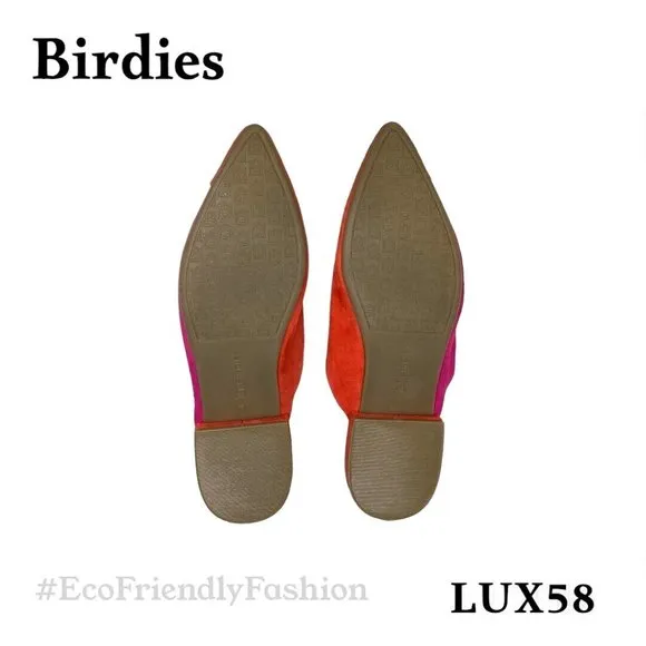 Birdies Womens Red &amp; Pink Rush Pointed Toe Mule Flats Size 7