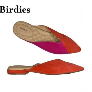 Birdies Womens Red &amp; Pink Rush Pointed Toe Mule Flats Size 7