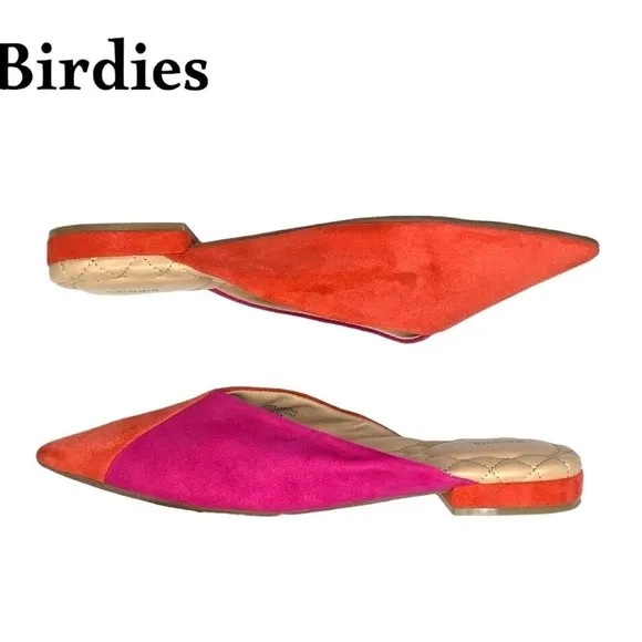 Birdies Womens Red &amp; Pink Rush Pointed Toe Mule Flats Size 7