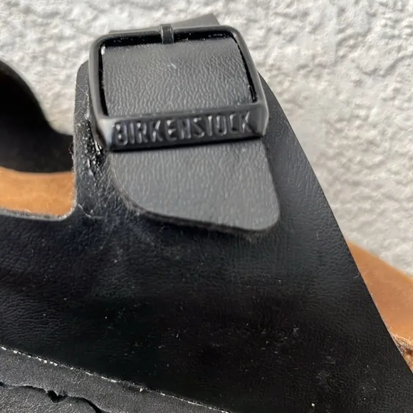 Birkenstock Arizona oiled leather  black-two strap flat sandals sz34 =3.5