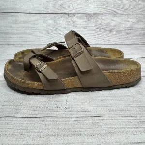 Birkenstock‎ Arizona Thong Sandals EU 41 US 10.5 Leather Bronze Buckle Slides
