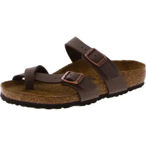 Birkenstock Girls Mayari Brown Leather Flat Flatform Sandals Shoes New