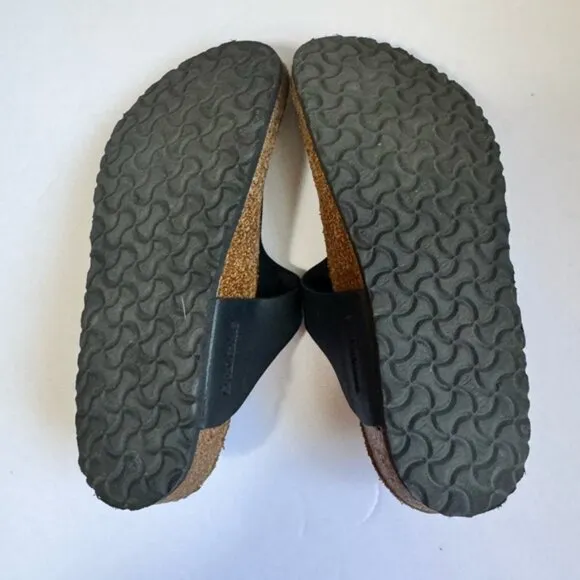 Birkenstock Gizeh Big Kids BirkoFlor Thong Sandals Buckle Flat Leather Black 1.5