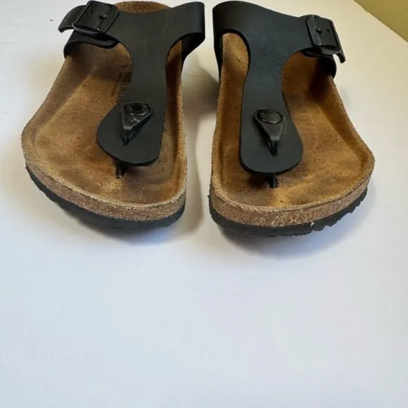 Birkenstock Gizeh Big Kids BirkoFlor Thong Sandals Buckle Flat Leather Black 1.5