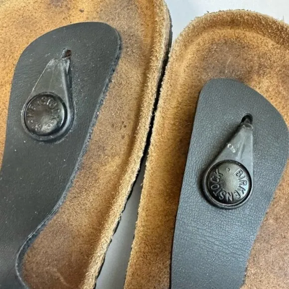 Birkenstock Gizeh Big Kids BirkoFlor Thong Sandals Buckle Flat Leather Black 1.5