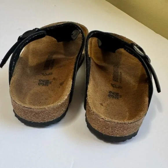 Birkenstock Gizeh Big Kids BirkoFlor Thong Sandals Buckle Flat Leather Black 1.5