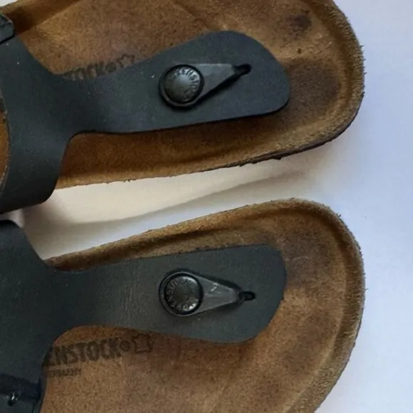 Birkenstock Gizeh Big Kids BirkoFlor Thong Sandals Buckle Flat Leather Black 1.5
