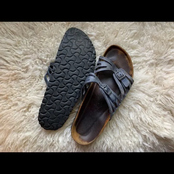 Birkenstock Granada Soft Footbed Sandals Open Toe Denim Blue Sz 40N